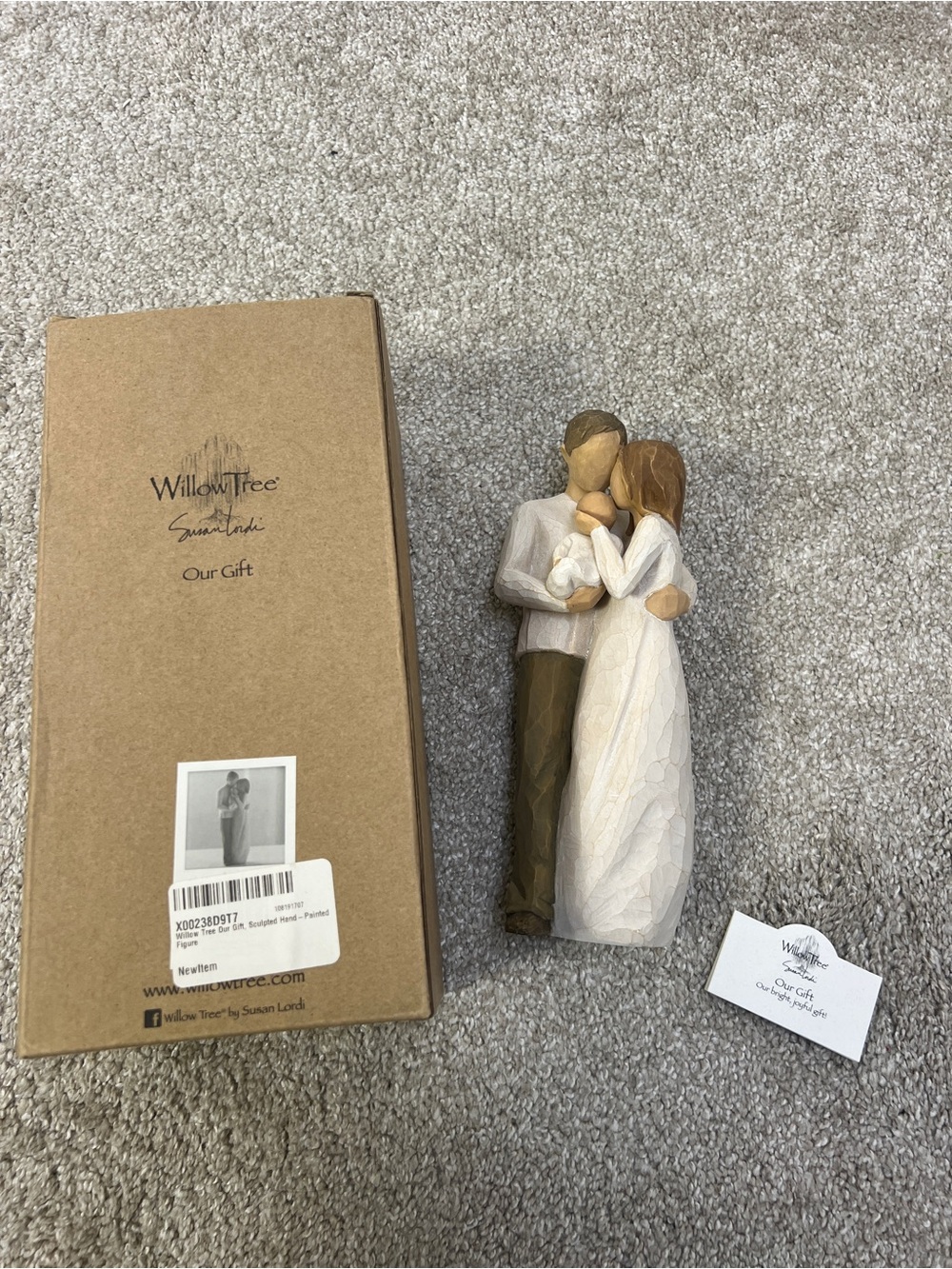Willow Tree Our Gift Figurine - White Dress with Brown Hair and Tan Accents